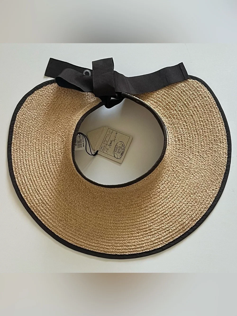 {Catarzi 1910} Brand New Packable Raffia Straw Visor